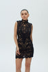 DARK NAVY BLUE HIGH NECK MINI DRESS